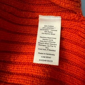 Talbots Orange Red Ribbed Mock Neck Sweater | Women’s Medium